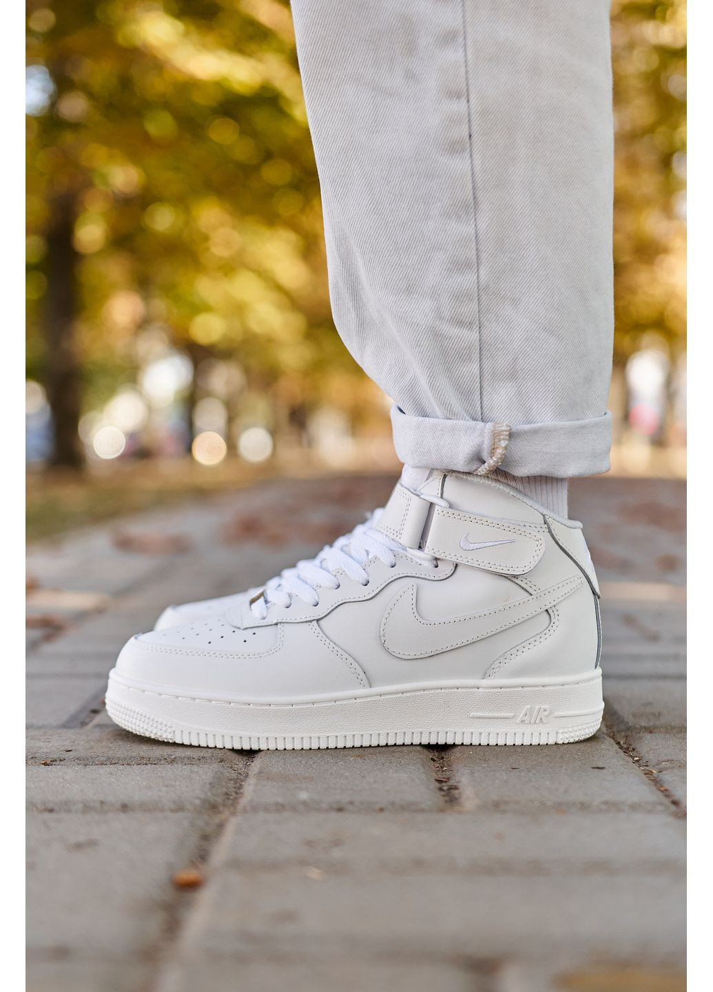 Білі Осінні кросівки чоловічі nike air force mid winter white найк аір форс 1 преміум No Brand