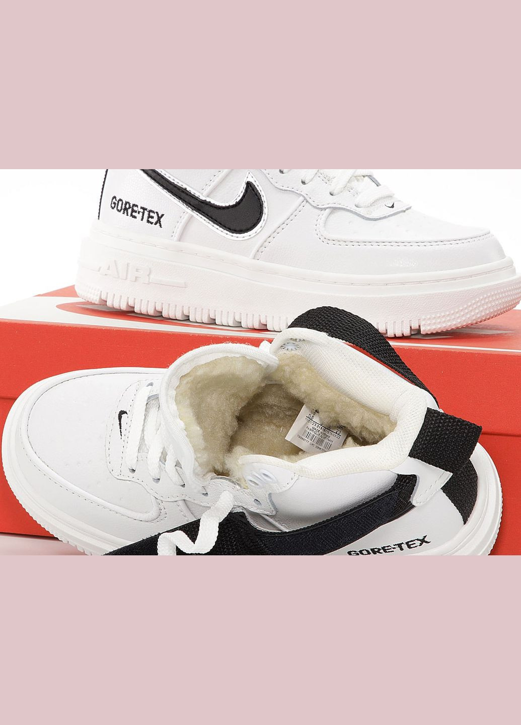 Білі Зимовий кросівки зимові чоловічі і жіночі nike air force 1 winter white black fur gore-tex | найк аір форс 1 високі білі чорні з хутром No Brand