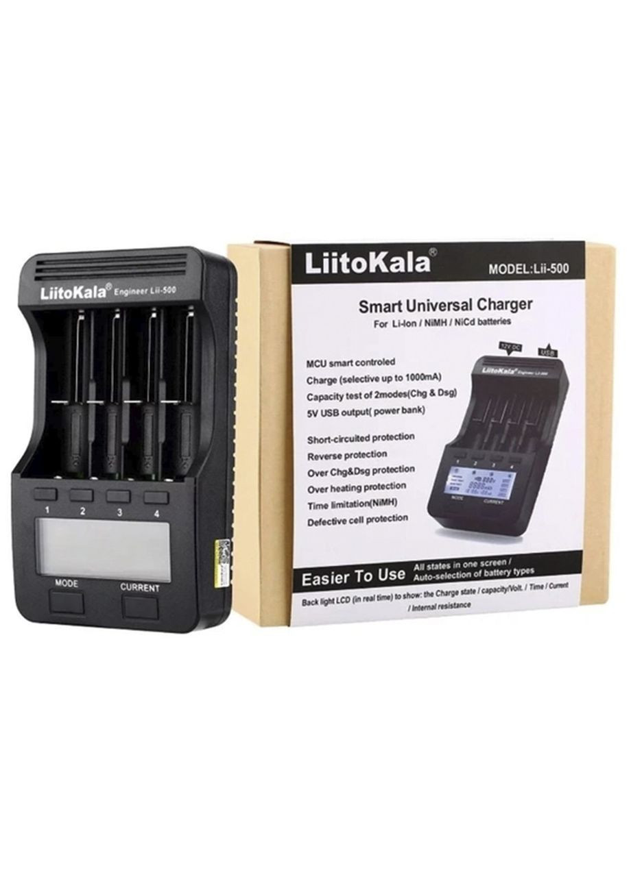 Lii500 – зарядное устройство на 4 канала для Ni-Mh, Ni-Cd и Li-Ion аккумуляторов + Power Bank LiitoKala (275866897)