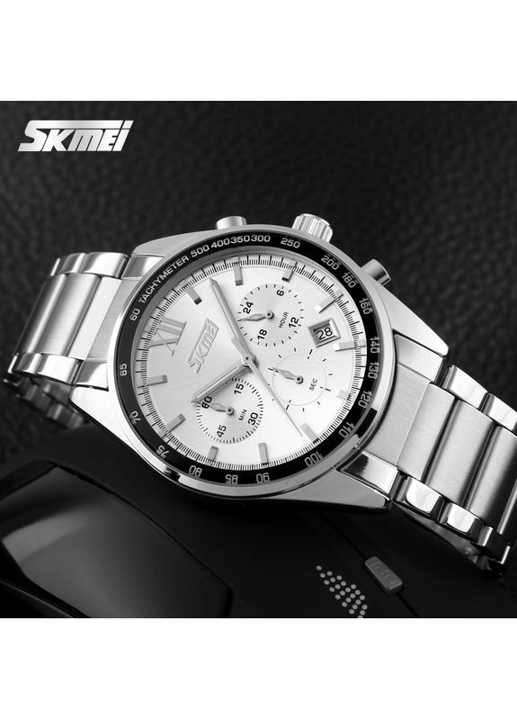 Годинник 9096SI чоловічий кварцовий сріблястий з хронографом і календарем стрілочний ProDobro (367267812)