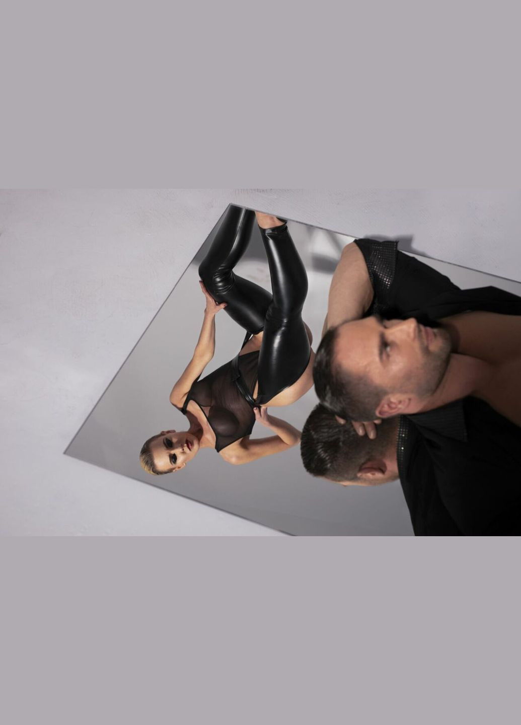 Леггинсы F323 Rebel, 3XL, black, под латекс, с открытыми бедрами и ягодицами - CherryLove Noir Handmade (339867967)