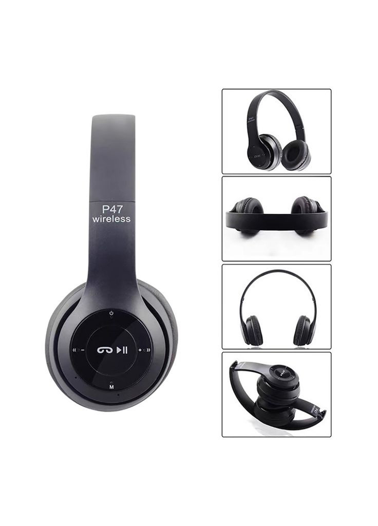 Беспроводные наушники Bluetooth Wireless P47 microSD FM Black No Brand (330823537)