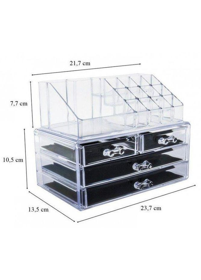 Настільний акриловий органайзер для косметики Cosmetic Storage Box на 3 дверей з дзеркалом (1756375357) No Brand (325402835)