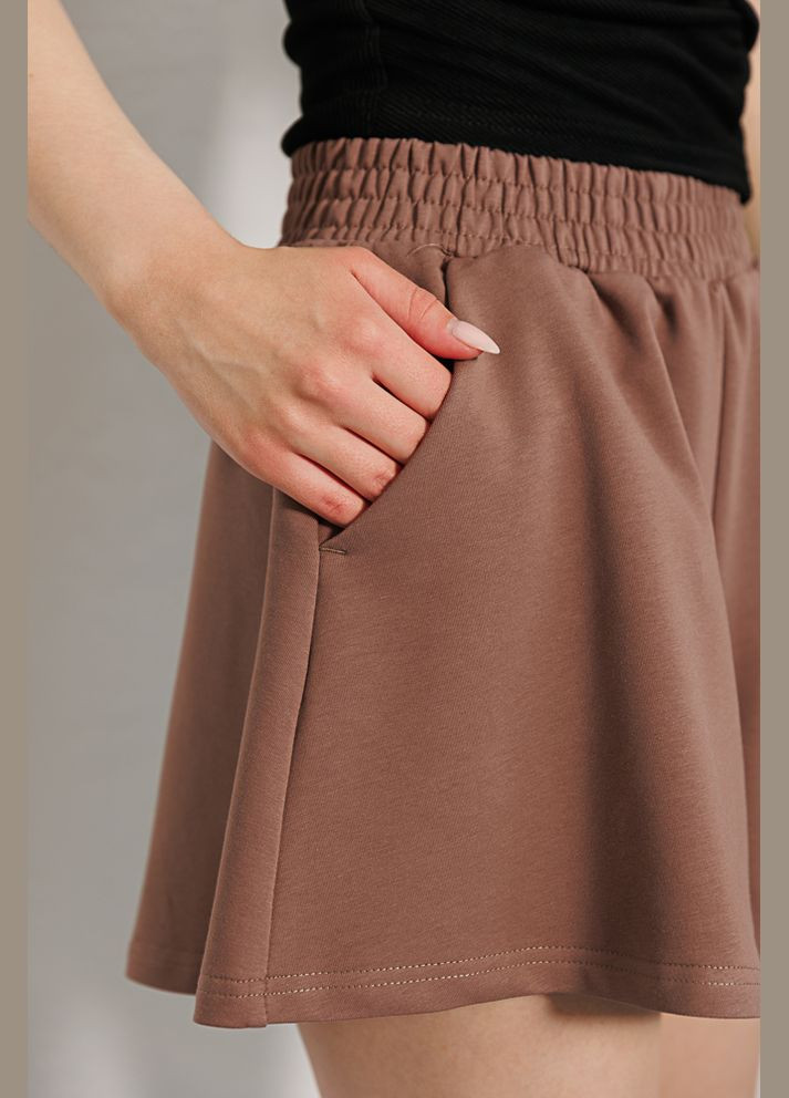 Женские трикотажные шорты светло-серые расклешенные от пояса Arjen (289787350)