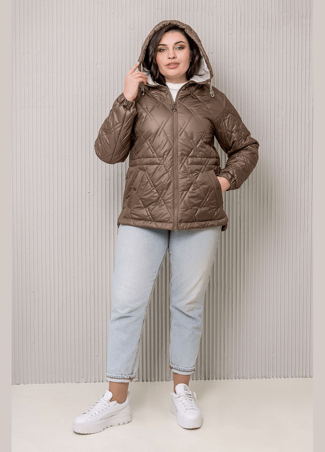 Коричневая демисезонная куртка elina (01197-brown44) MioRichi