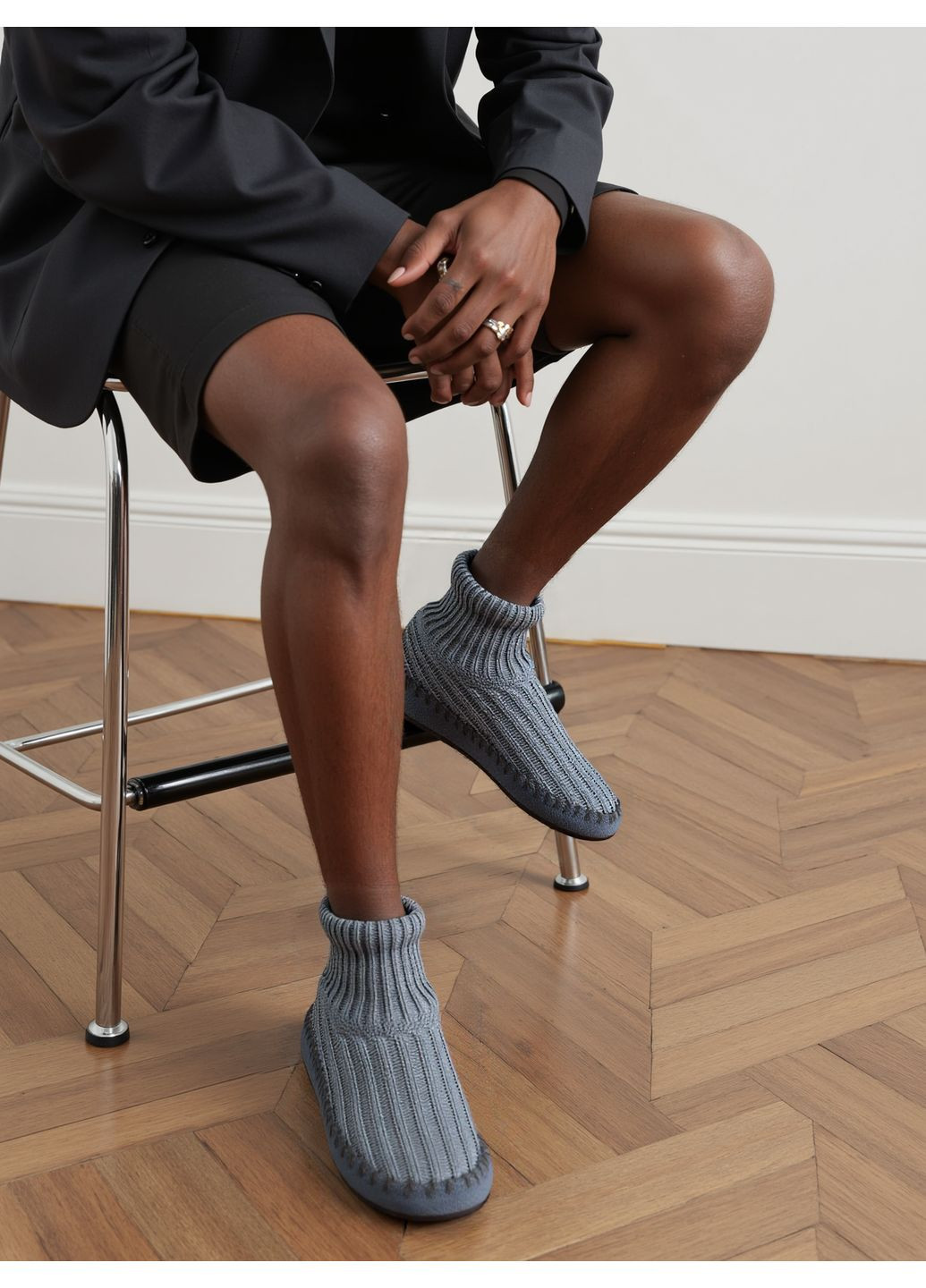 Серые тапочки-носки домашние мягкие домашние серый (7916) Primark