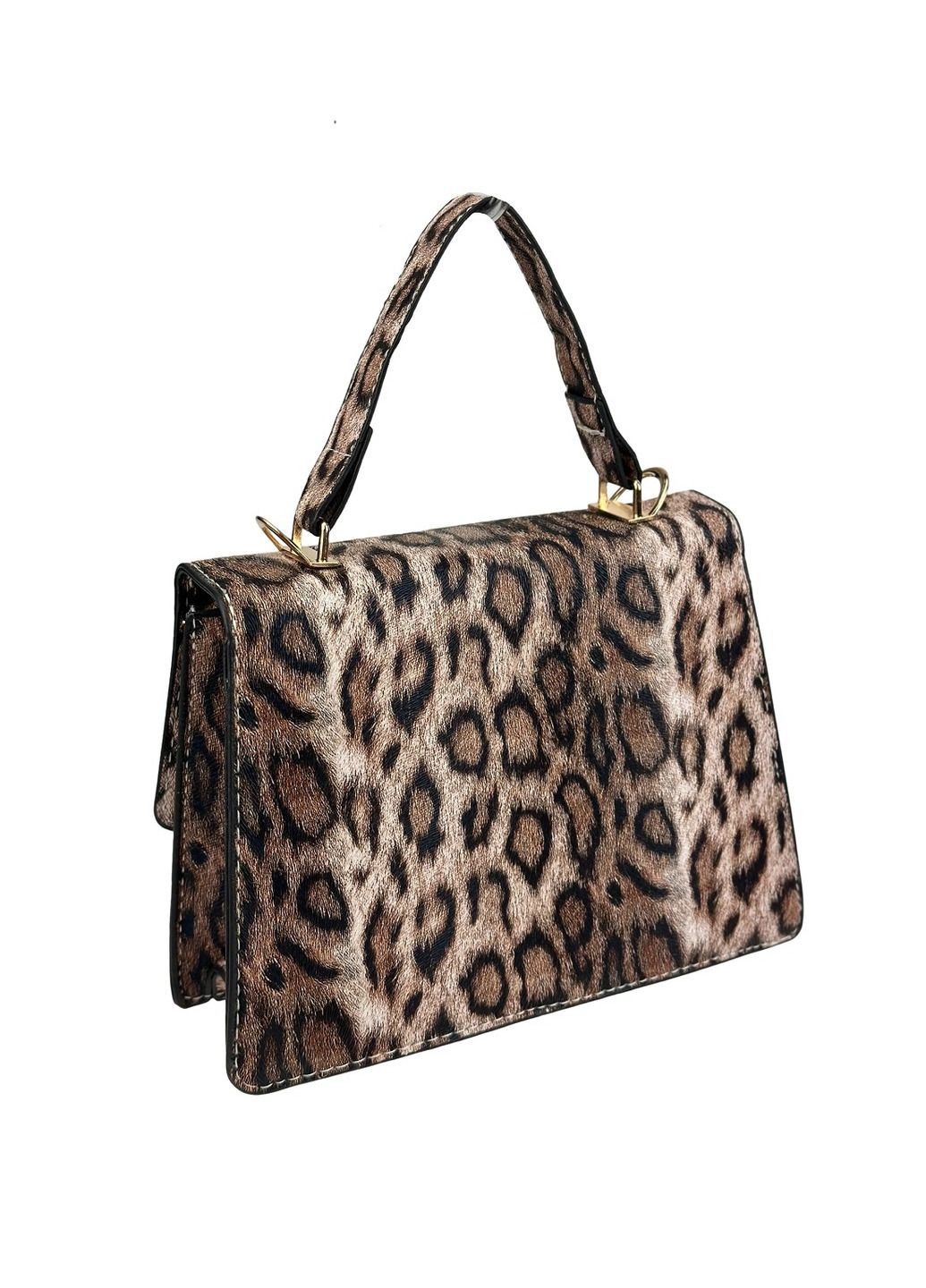 Женская сумка каркасная кроссбоди через плечо из экокожи с клапаном Леопардовая RoyalBag P1-369-9075 (331879749)