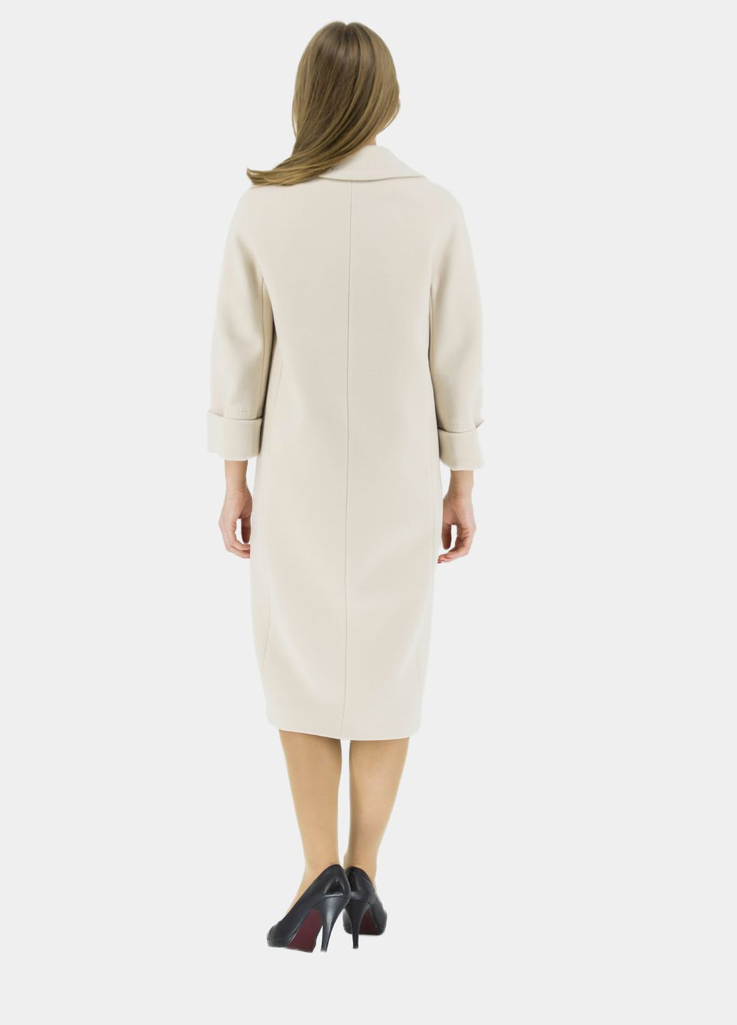 Молочне демісезонне Жіноче вовняне двобортне пальто casual без утеплювача, осінь-весна Kent (, ), 29529 No Brand