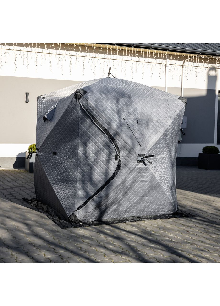 Зимовий намет Куб утеплений 3-х місний для риболовлі та туризму з термоізоляцією сірого кольору ProDobro (370432850)