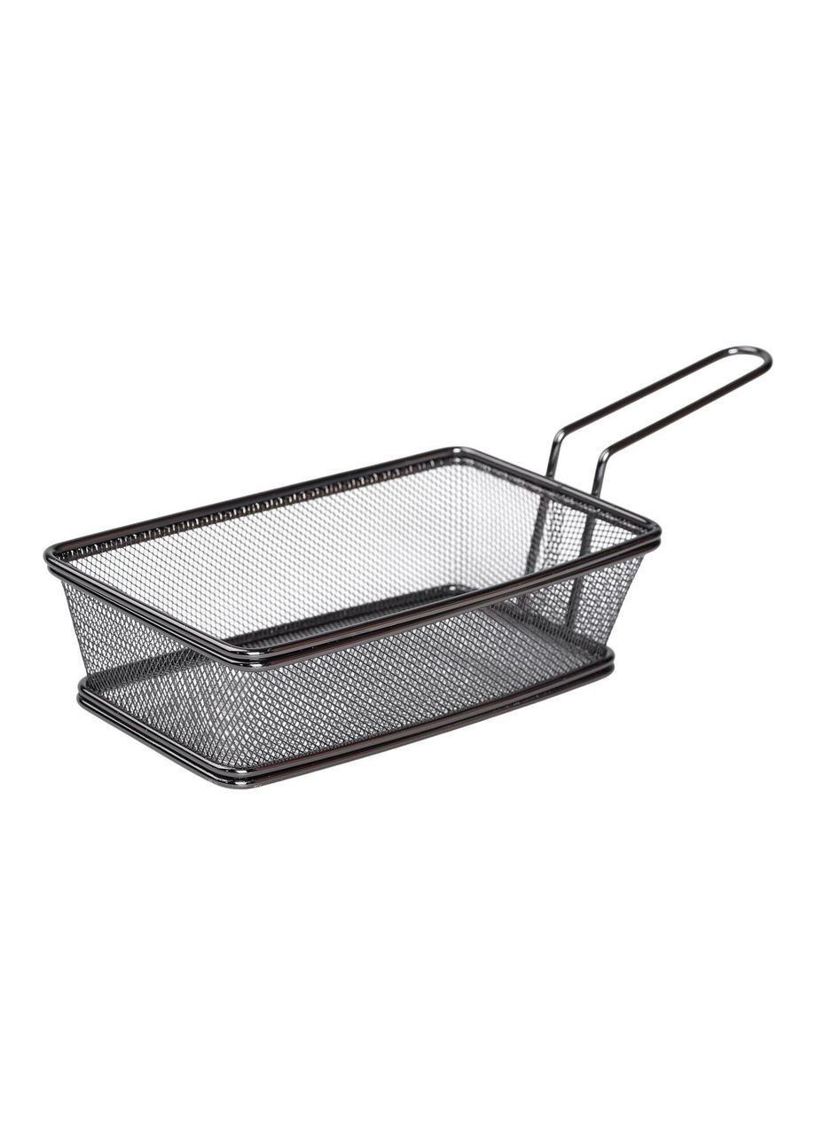 Кошик сервірувальний 21×11.5×5.5 см для подачі картоплі фрі та снеків з ручкою Чорний HP-19-11-B Zhongjing (368767331)