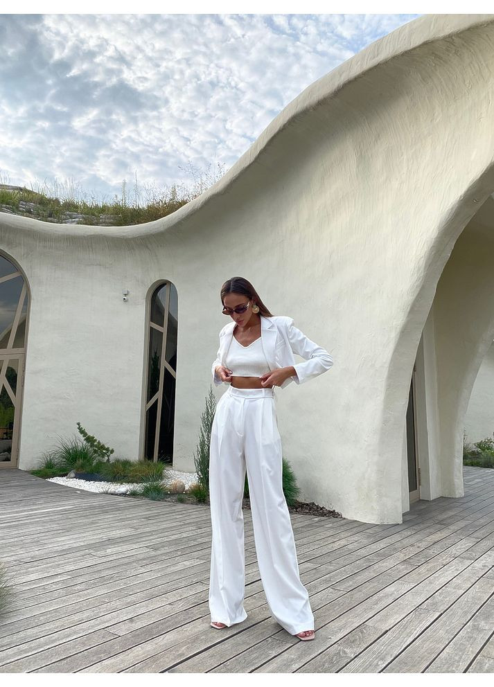 Жіночий костюм MELANIA (кроп-жакет + брюки палаццо) (mil458) milirud (365860059)