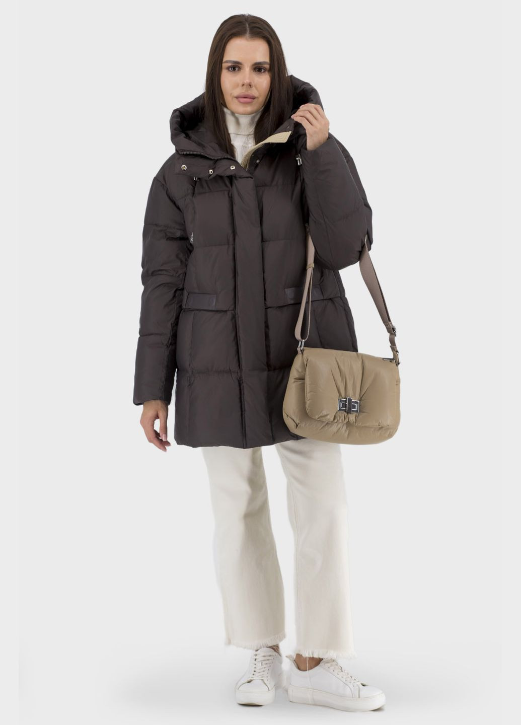 Коричневий зимній Пуховик No Brand