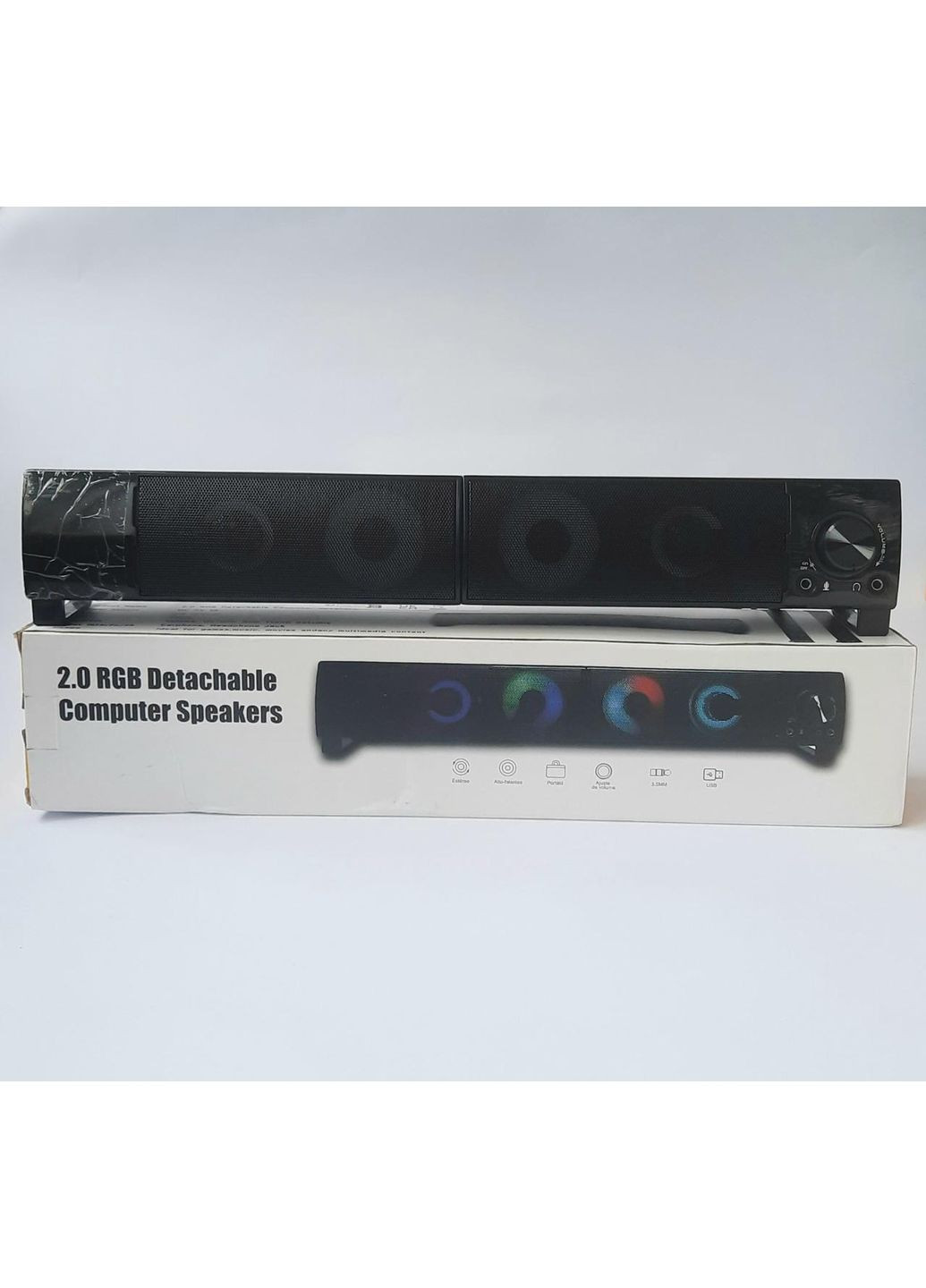 Колонки для ПК с подсветкой USB 3.5 мм AUX-разъем 2.1 канал V-220 черный No Brand (335817721)