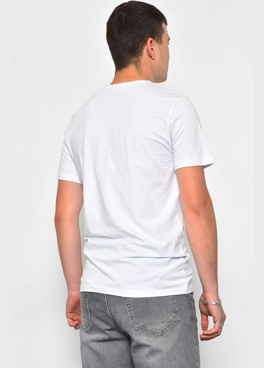 Біла футболка чоловіча напівбатальна білого кольору Let's Shop