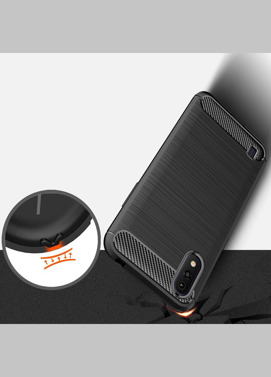 Силіконовий чохол для Samsung Galaxy A01 Чорний бампер під карбон Ultimate Experience (322506691)