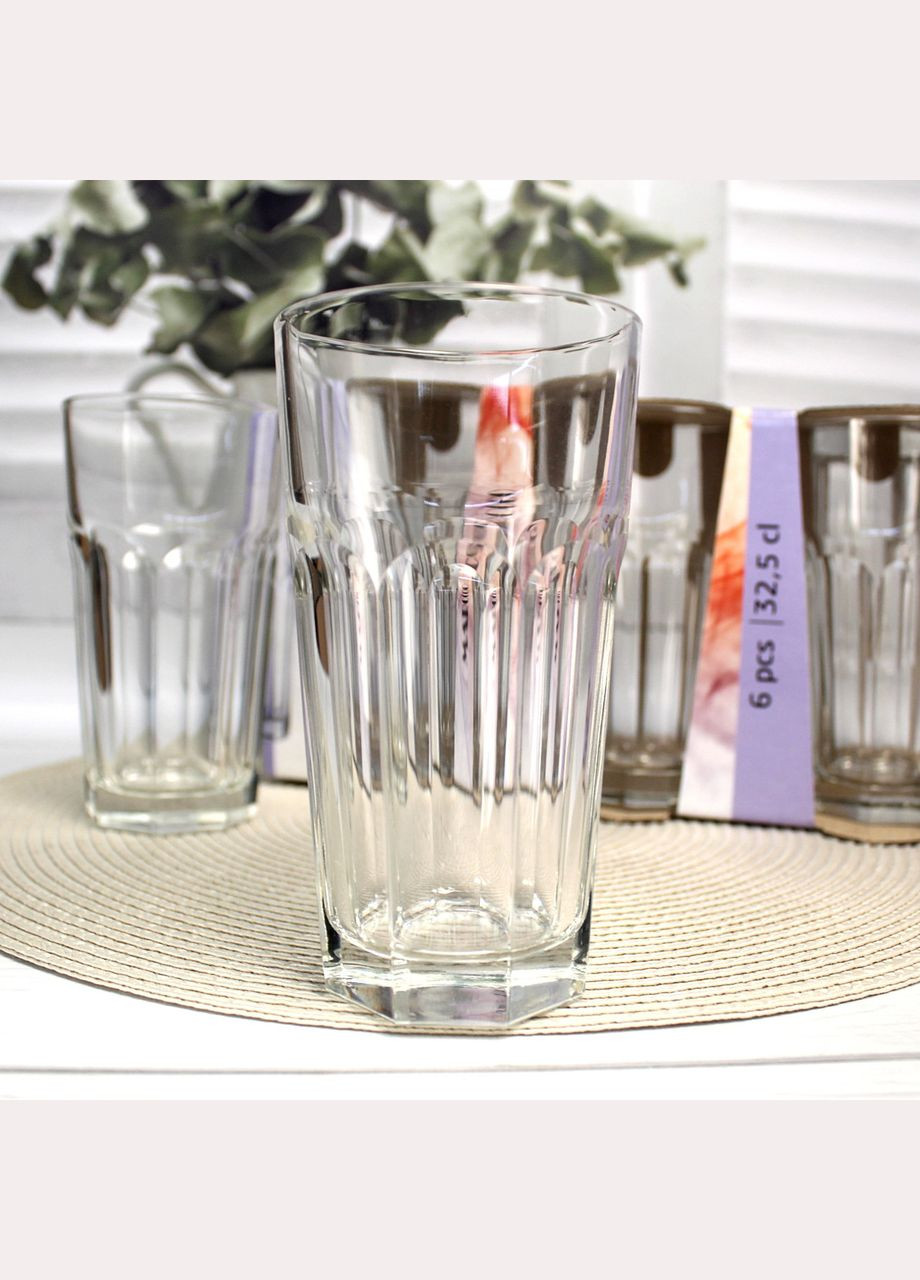 Набор высоких граненных стаканов Касабланка Марокко 325 мл 6 шт Uniglass (303138108)