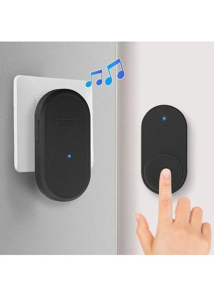 Бездротовий дверний дзвінок водонепроникний 433МГц 100м 32 мелодії Black Fuers (368788689)