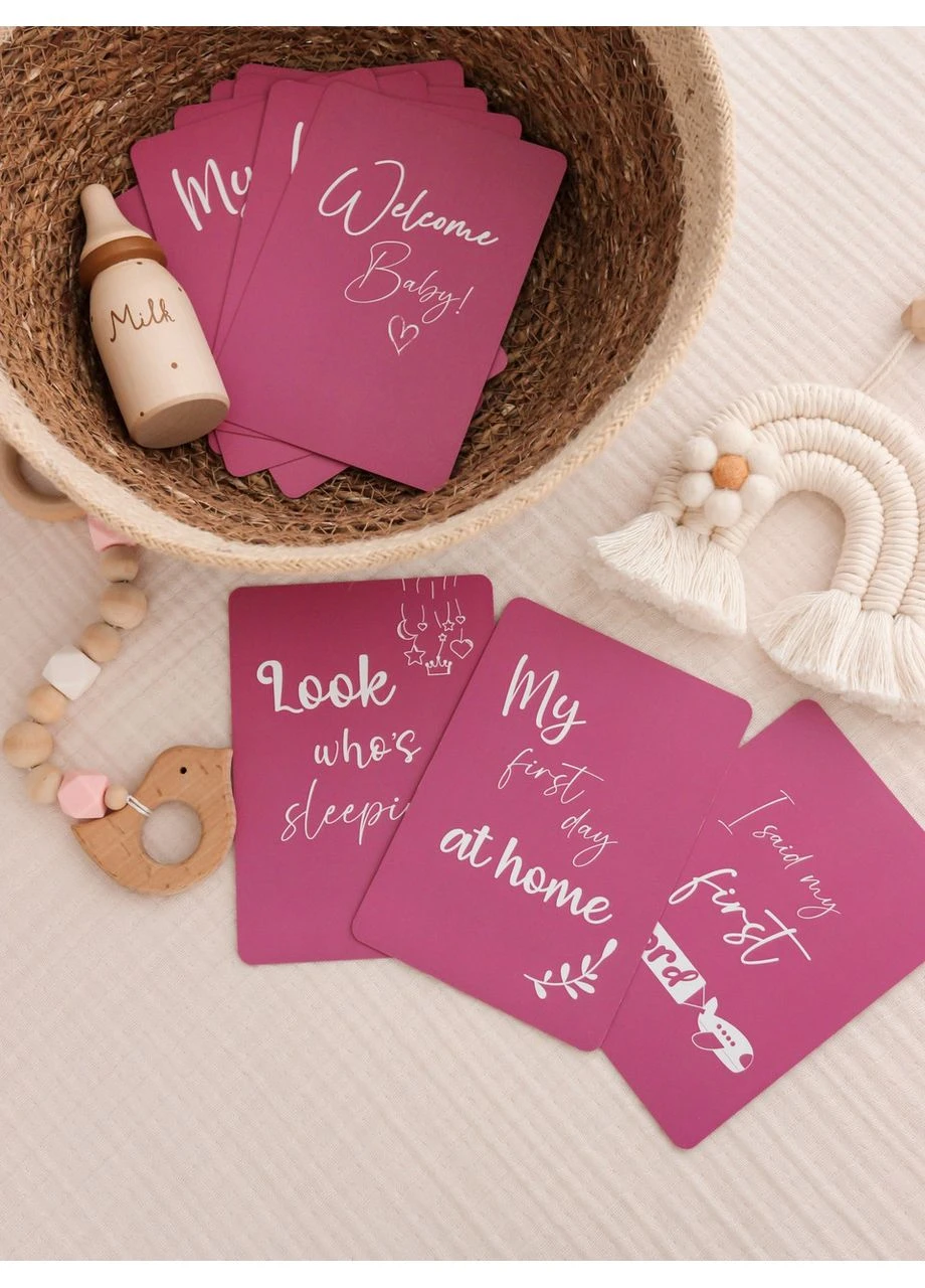 Картки для фотосесії"Baby cards" для новонародженого малюка, колір пудра, набір двосторонніх листівок 12 од No Brand (397061153)