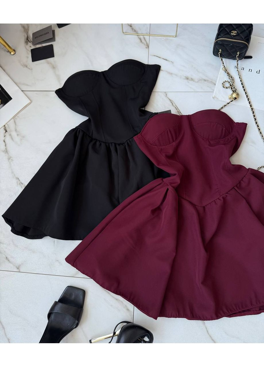 Чорна святковий, коктейльна, повсякденний, вечірня, кежуал жіноча сукня з чашечками кльош No Brand однотонна