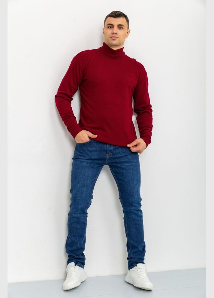 Бордовый зимний свитер мужской однотонный, цвет синий, Ager