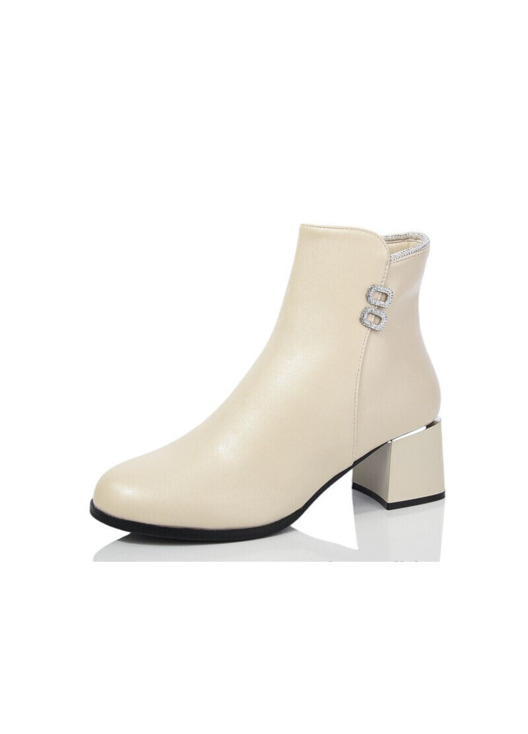 Осенние ботинки женские эко кожа деми на каблуке Yimeili со стразами из искусственной кожи