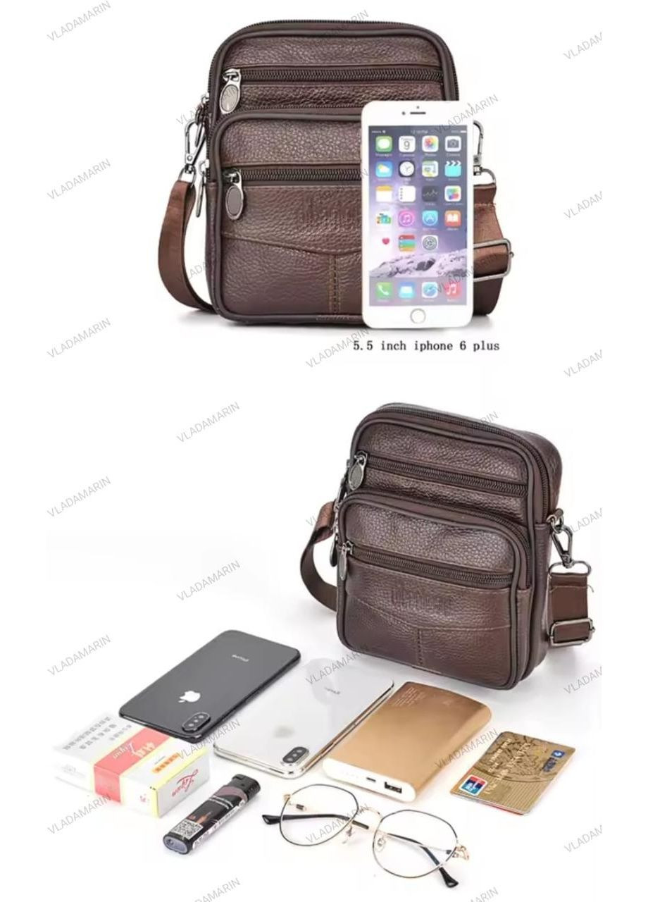 Сумка чоловіча з натуральної шкіри, сумка через плече крос боді,барсетка коричнева No Brand (369959344)