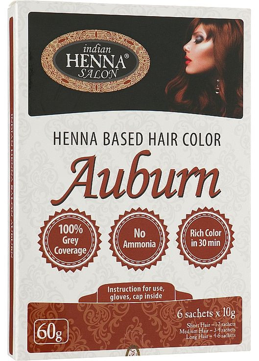 Краска для волос "Золотистый каштан" Salon Based Hair Colour Auburn 60g (946037-93535) Indian Henna (368615690)