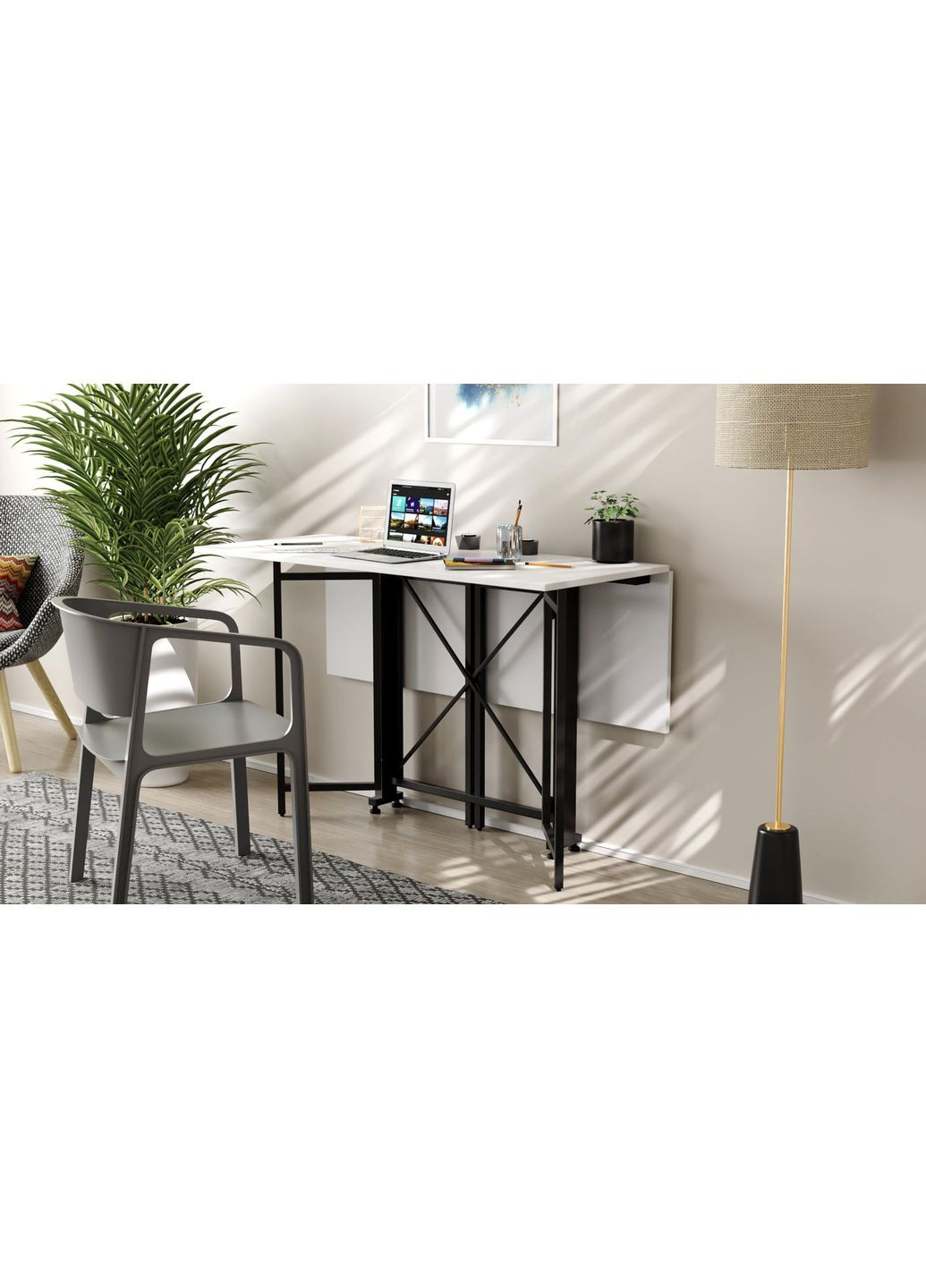 Стол-книга трансформер Спайдер 750x1150x880 Черный металл ДСП Белое 16 мм (FRD-105088) Ferrum-decor (365445125)