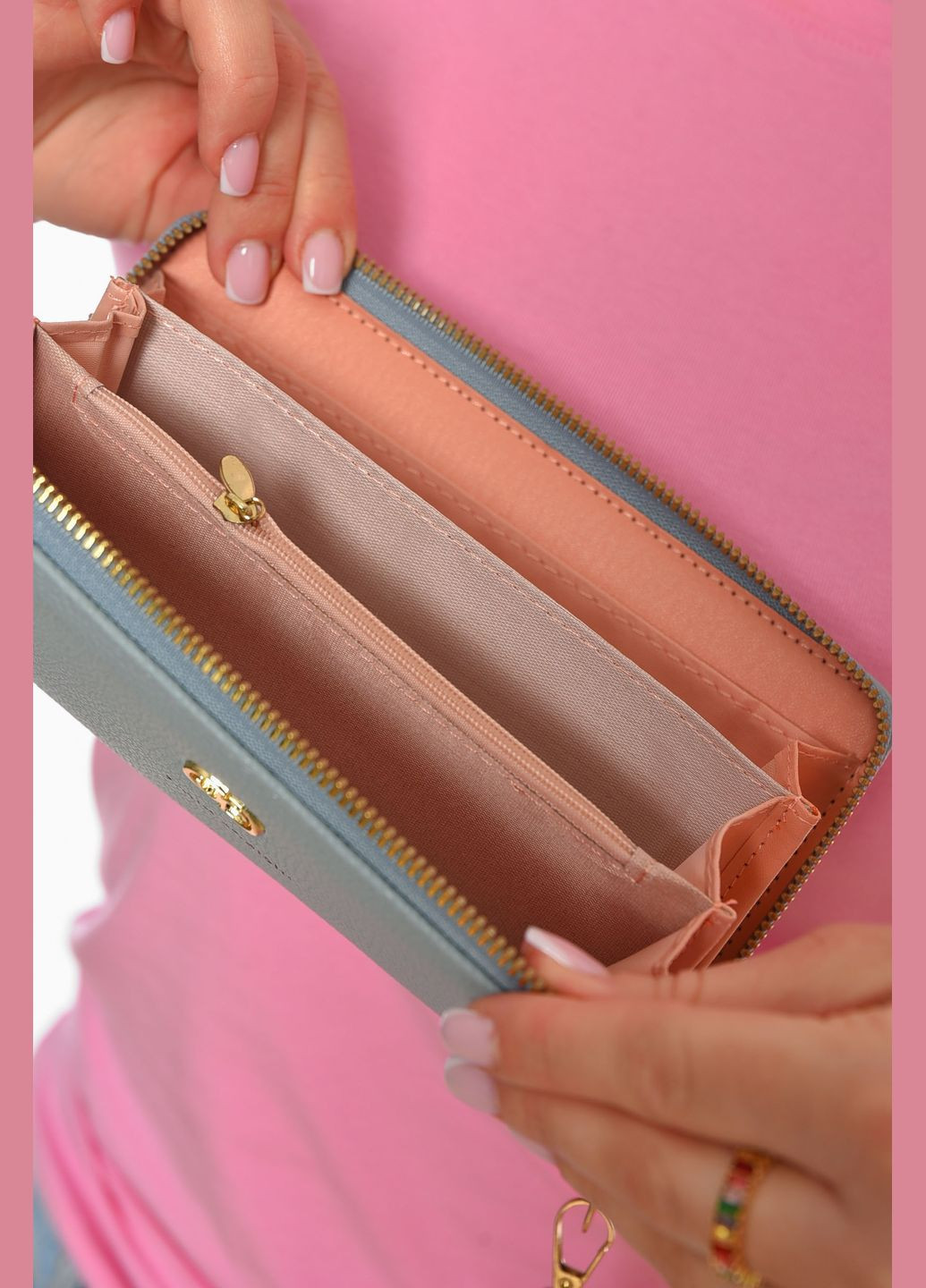 Кошелек женский из экокожи голубого цвета Let's Shop (323584687)