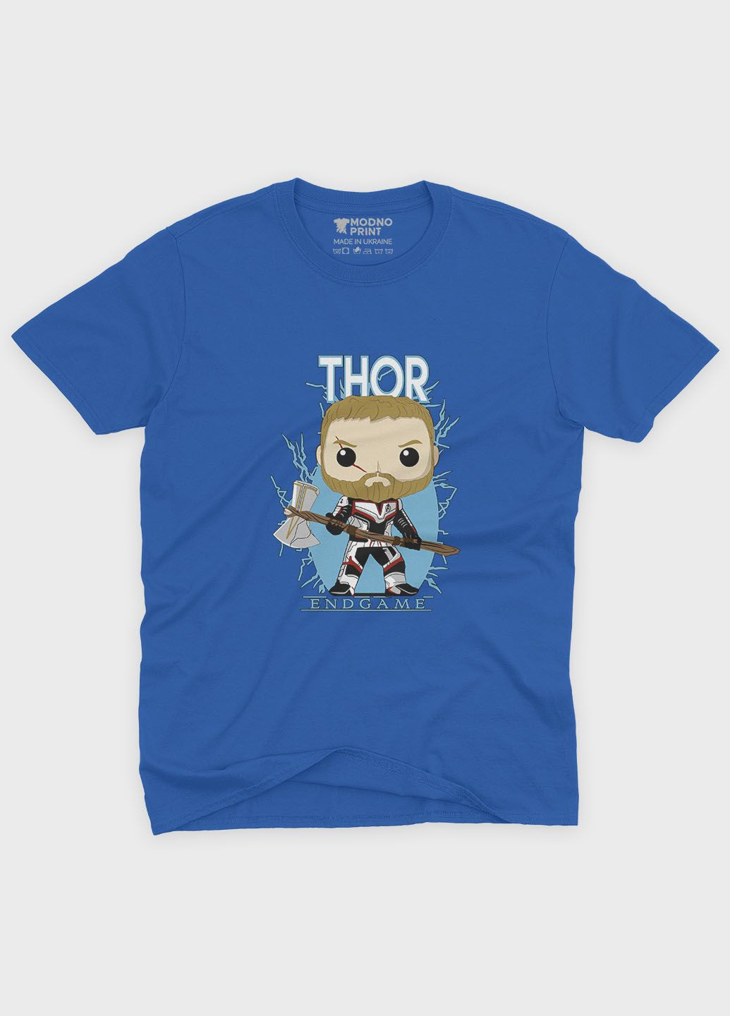 Синяя демисезонная футболка для мальчика с принтом супергероя - тор (ts001-1-brr-006-024-004-b) Modno