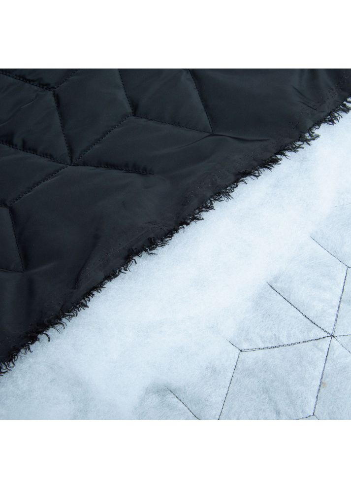 Ткань стеганая плащевая 10x10 см, утеплитель синтепон 100 + спанбонд, плащевой однотонный, 140 см, 210 г/м2 черная IDEIA (364301899)