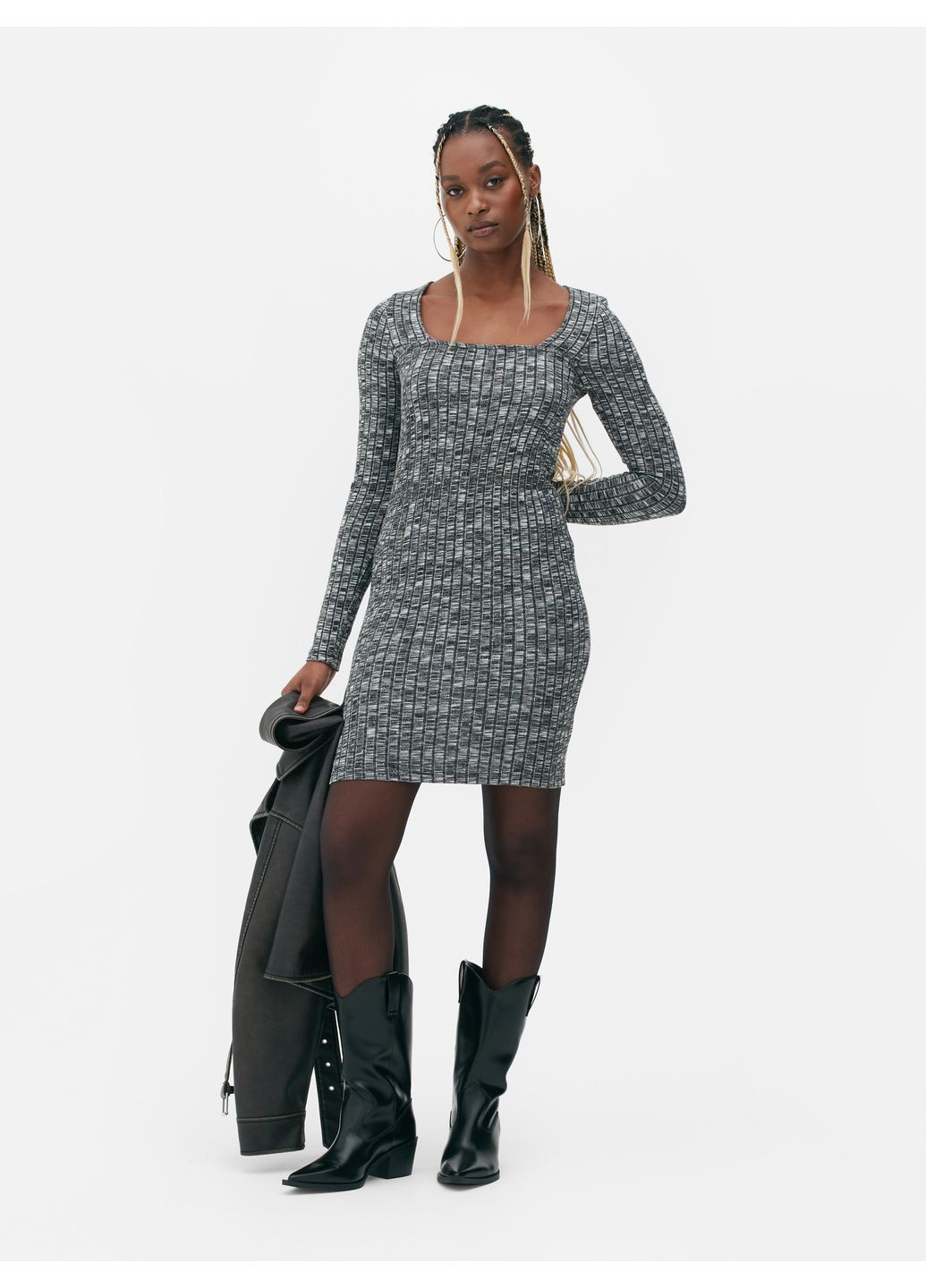 Черно-белое платье демисезон,черный-белый, Primark