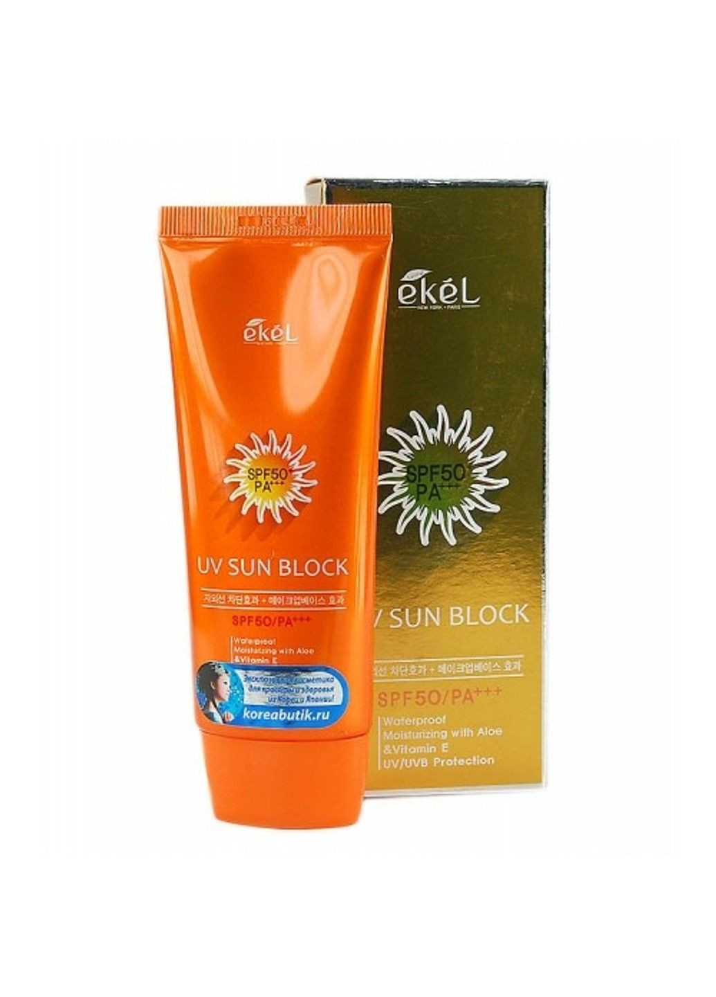 Ekel Крем сонцезахисний водостійкий для обличчя з алое екстрактом UV Sun Block Cream SPF50PA 70ml — Крем, Південна Корея (298054364)