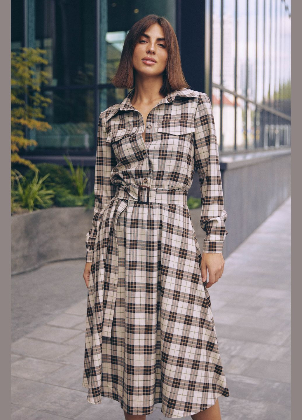 Бежевое повседневный платье ST-Seventeen однотонное