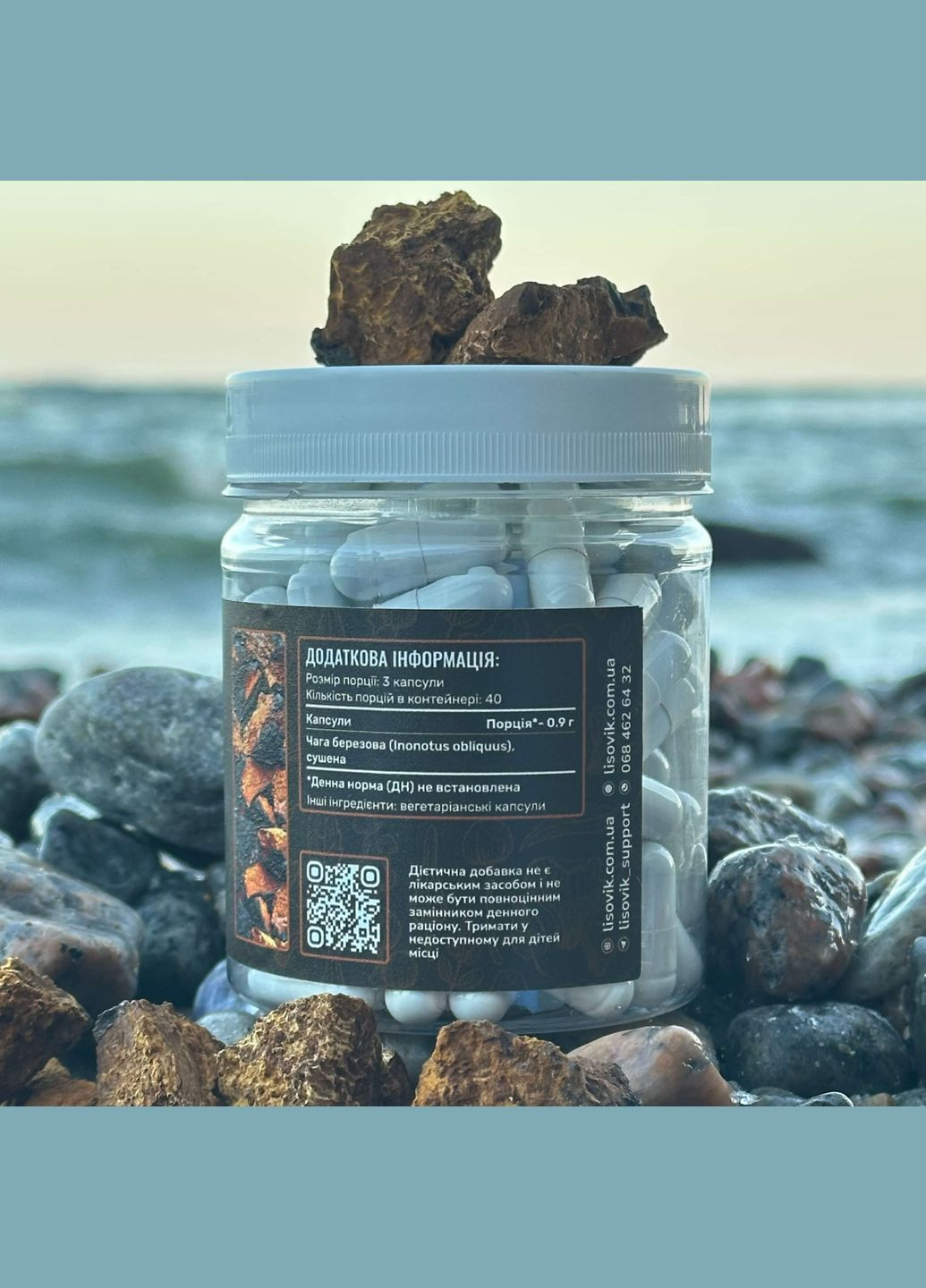 Чага березова, капсули 120 шт по 0.3 г Лісовик (334292868)
