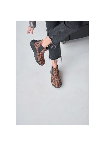 демисезонные ботинки (челси) под леопард на резинке натуральный нубук/байка р.36 (17641) Vm-Villomi