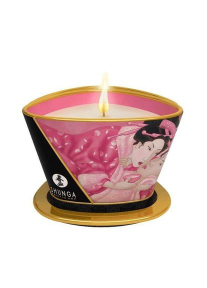 Масажна свічка Massage Candle — Rose Petals (170 мл) з афродизіаками Shunga (367723740)