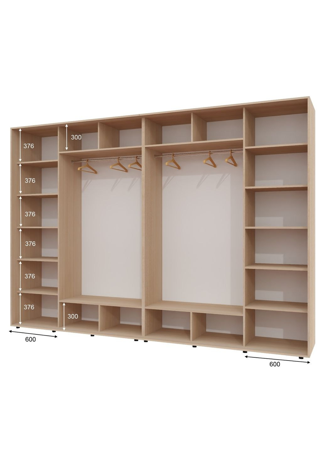 Шафа-купе чотиридверна 330*60*250 см Дуб молочний 4 двері ДСП + Дзеркало + Дзеркало + ДСП ШК-02 Алекса (360475377)