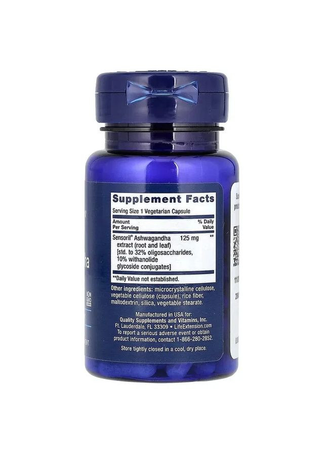 Оптимізований екстракт ашвагандхи Optimized Ashwagandha Extract 60 капсул Life Extension (361118576)