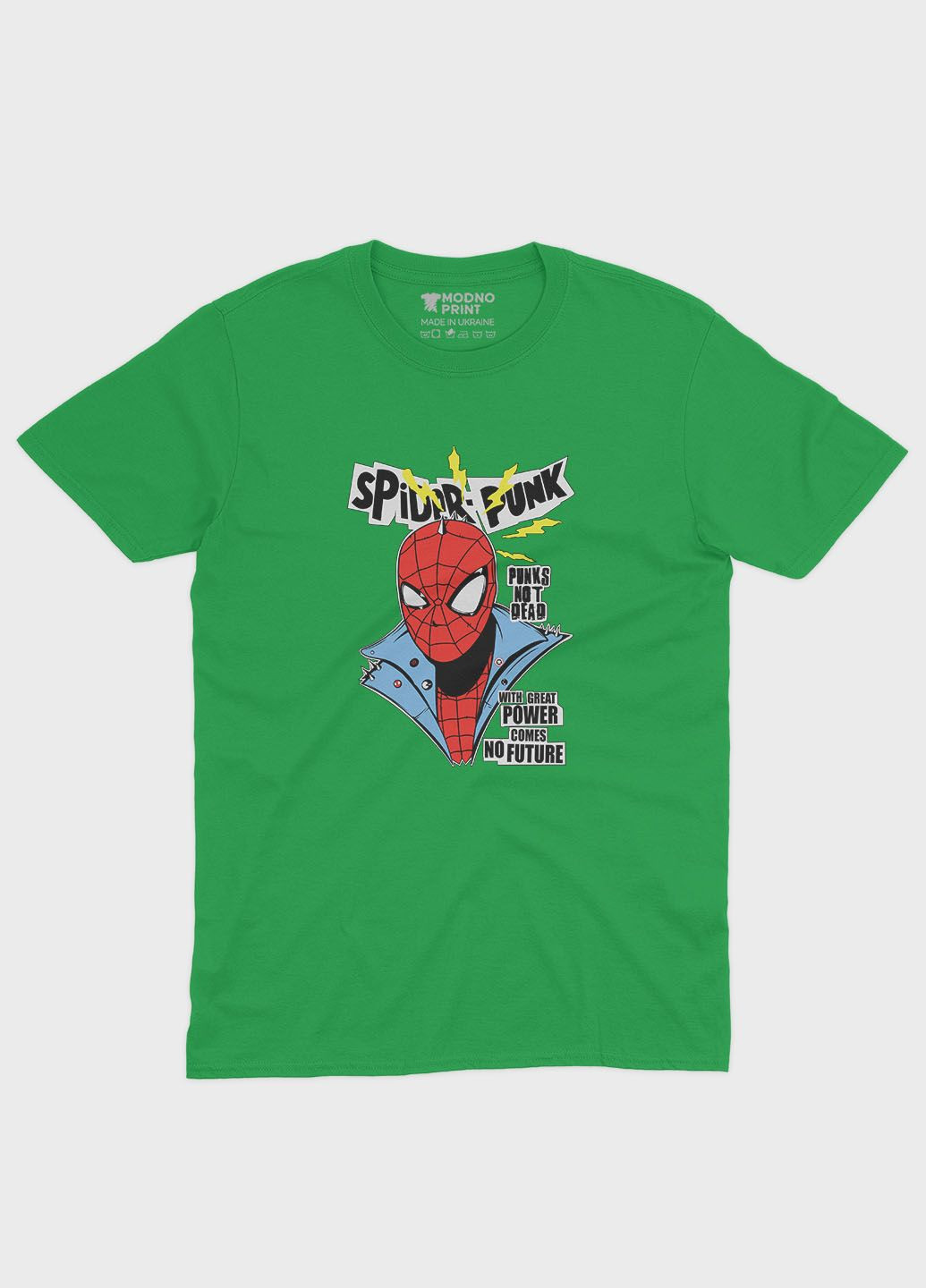 Зеленая демисезонная футболка для мальчика с принтом супергероя - человек-паук (ts001-1-keg-006-014-017-b) Modno