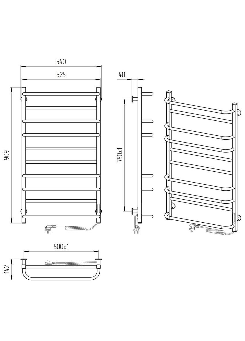 Электрический полотенцесушитель Зебра Комфорт ЧКЧ10 500Х900 Э Laris (318681291)