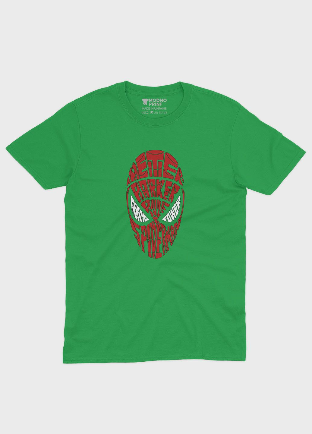 Зелена демісезонна футболка для хлопчика з принтом супергероя - людина-павук (ts001-1-keg-006-014-073-b) Modno