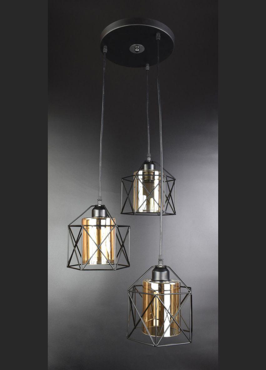 Люстра підвісна LOFT на 3 лампочки 25977 Чорний 30-95х47х47 см. Sunnysky (364757689)