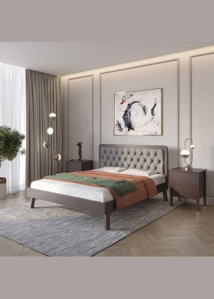 Односпальне дерев'яне ліжко Токіо Венге/Аляска 93 (Сірий) 90х190 см (MBG-11213) Mebigrand (366028025)