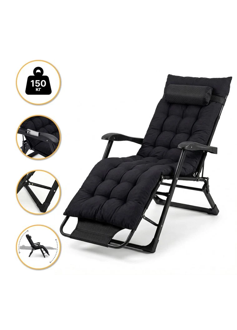 Раскладное кресло кровать с подушкой (LB-FCB-G1-BLK) LEOBRO (346535234)