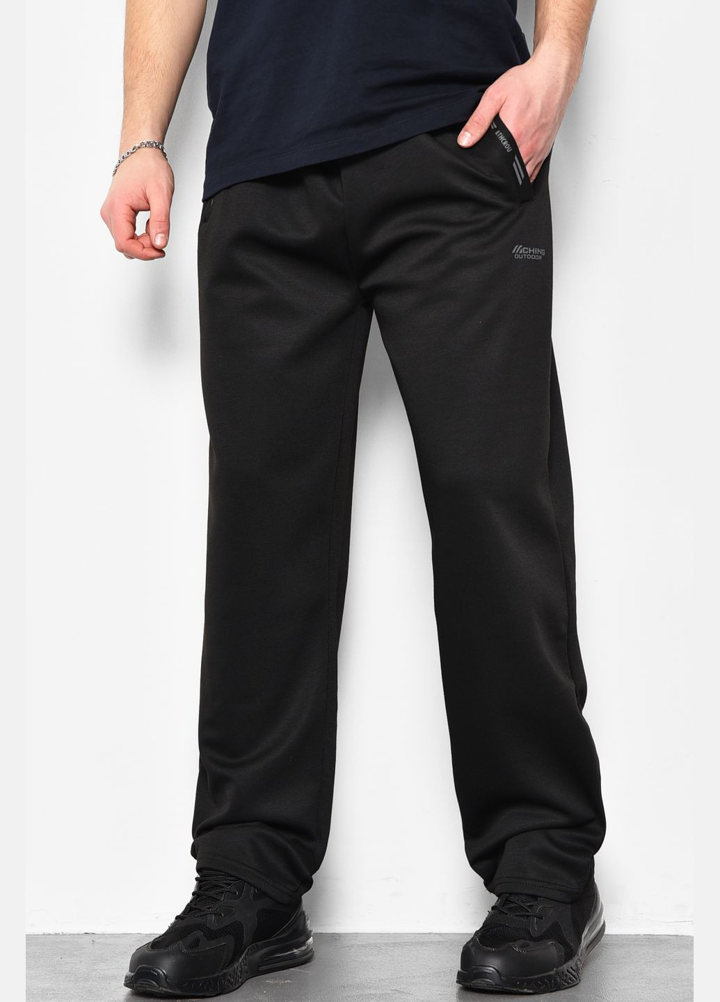 Спортивні штани чоловічі напівбатальні чорного кольору Let's Shop (280198989)