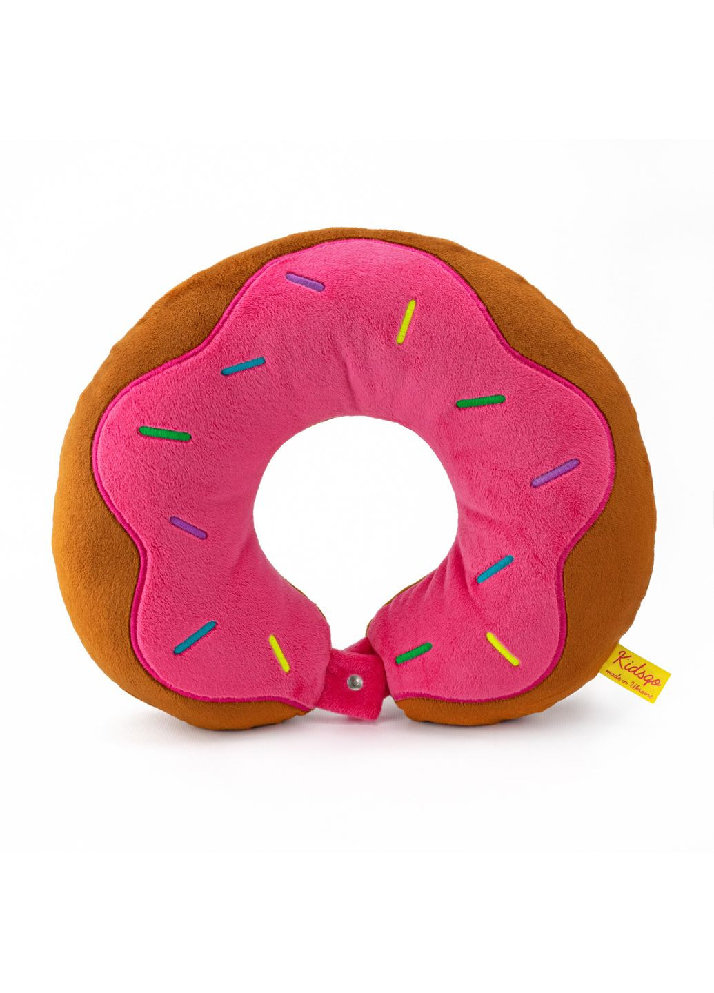 М'яка іграшка подушка для подорожей Пончик рожева 30 см для дітей зручна подушка для сну ProDobro (366030782)