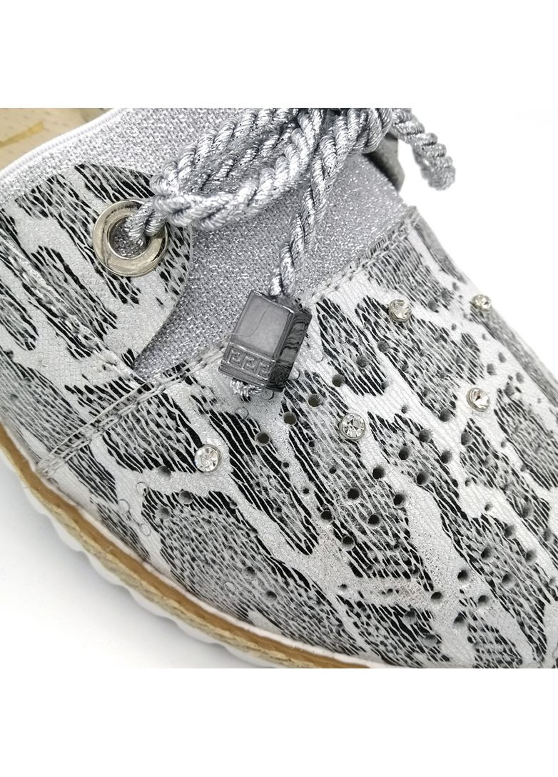 Женские женские кожаные мокасины с перфорацией. один размер 39 (25см) Fashion | серые стразы натуральная кожа (359403290)