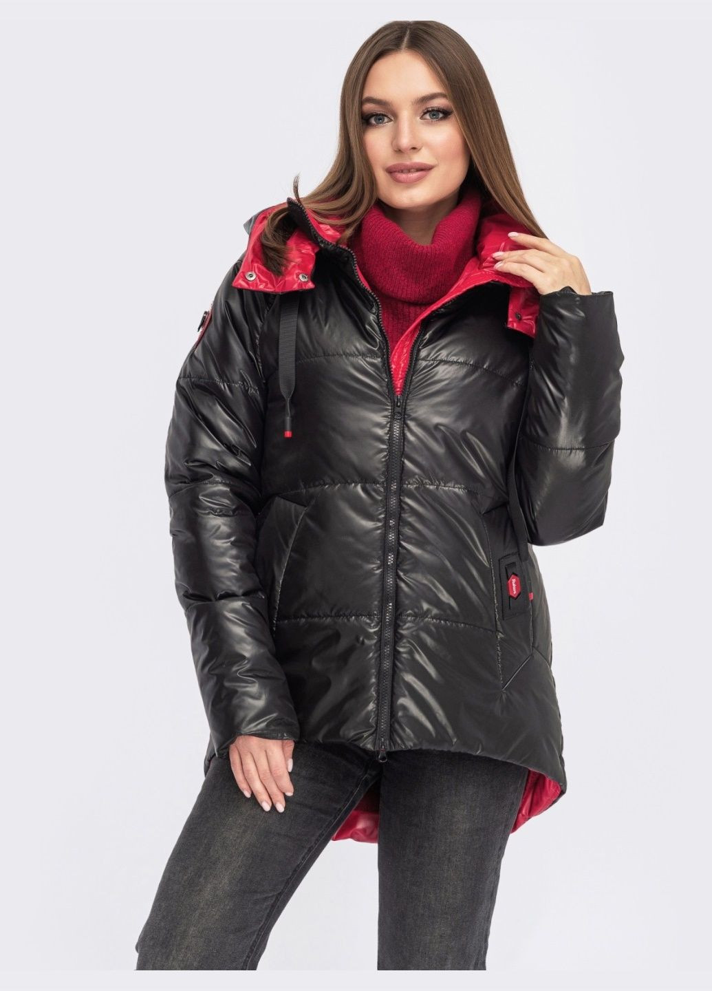 Чорна демісезонна демісезонна куртка з подовженою спинкою чорна Dressa