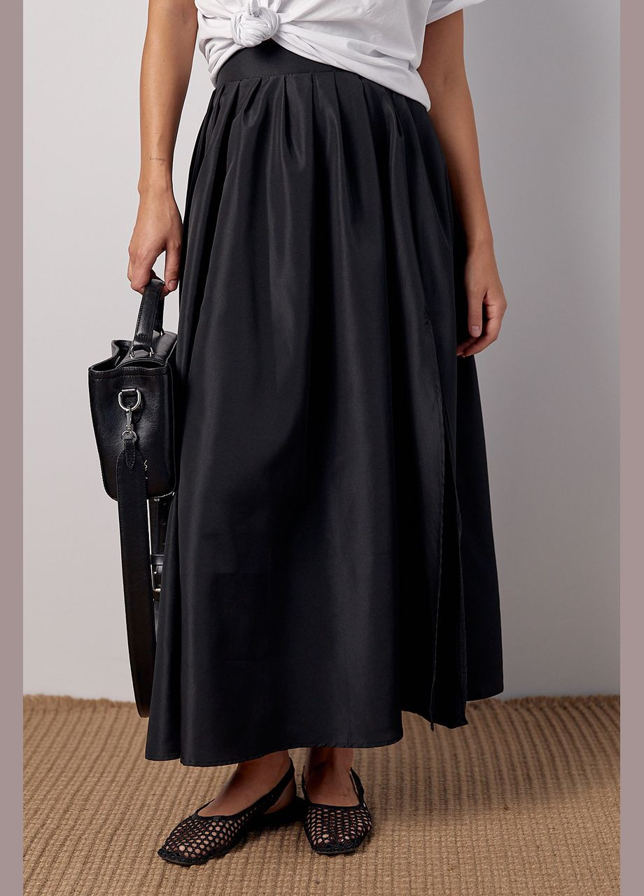Пишна спідниця з розрізом та широким поясом - чорний колір Lurex (297577514)